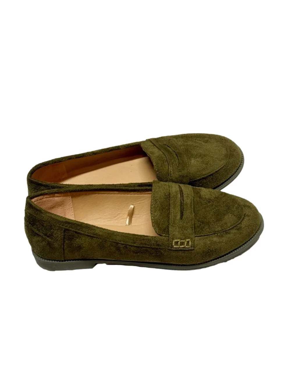Elegant Olive Suede Women's Loafers